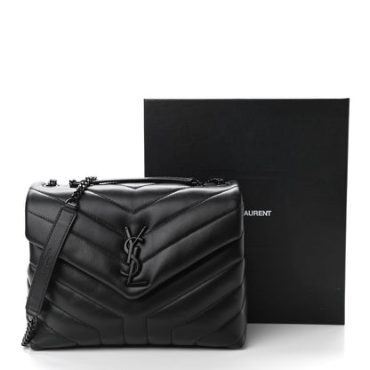 Saint Laurent Calfskin Y Quilted Monogram Small Loulou Chain Satchel Black 10 of 10