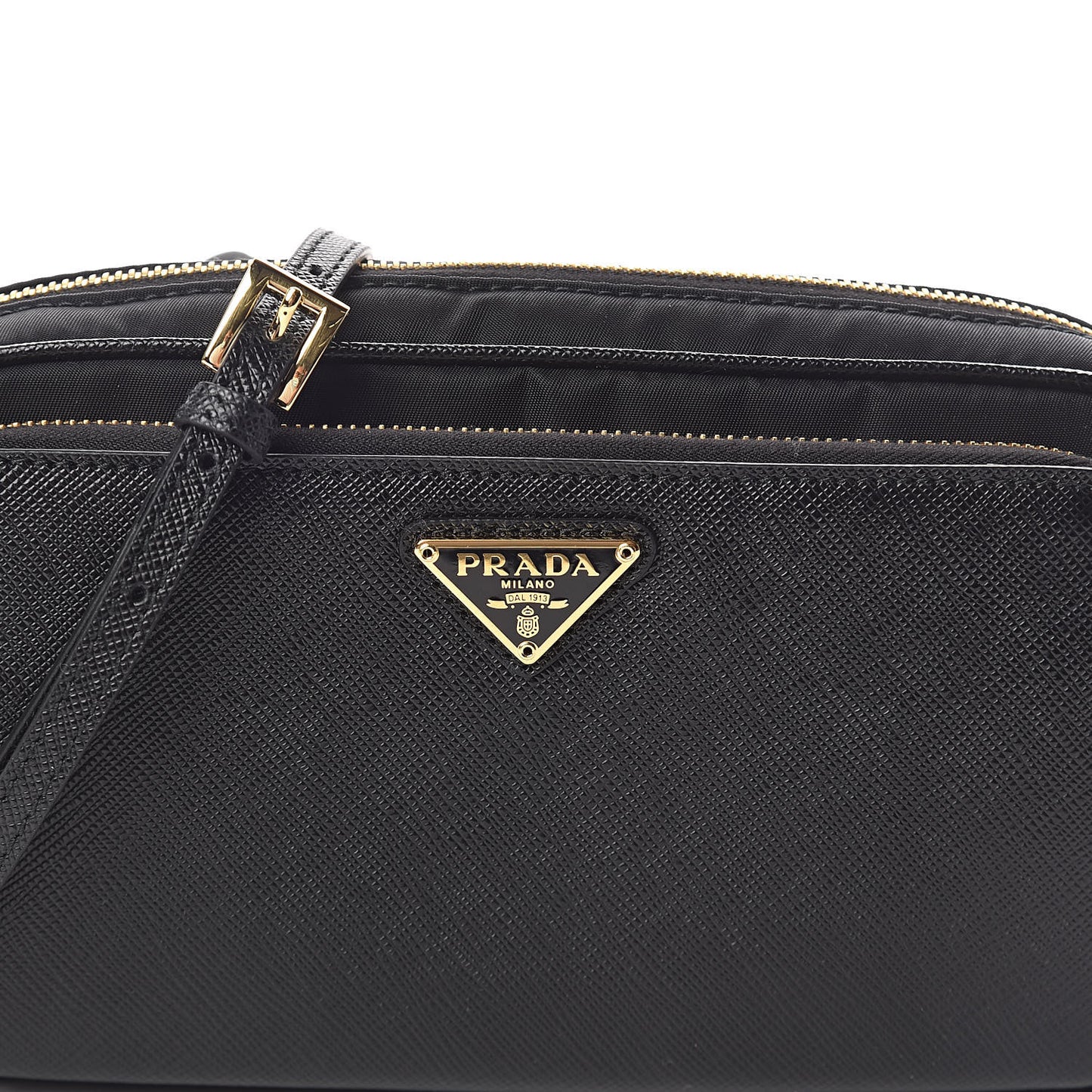 Saffiano Tessuto Nylon Vela Mini Crossbody Bag Black