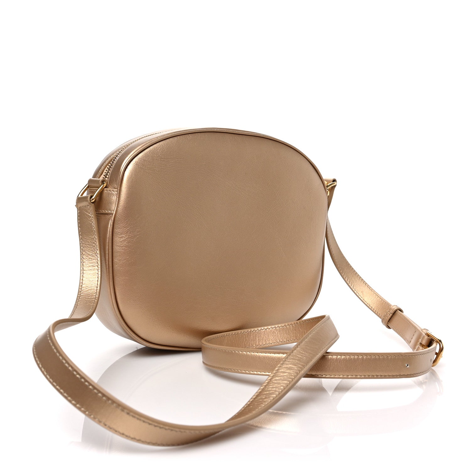 Celine Laminated Calfskin Quilted Medium C Charm Bag Gold 3 of 8