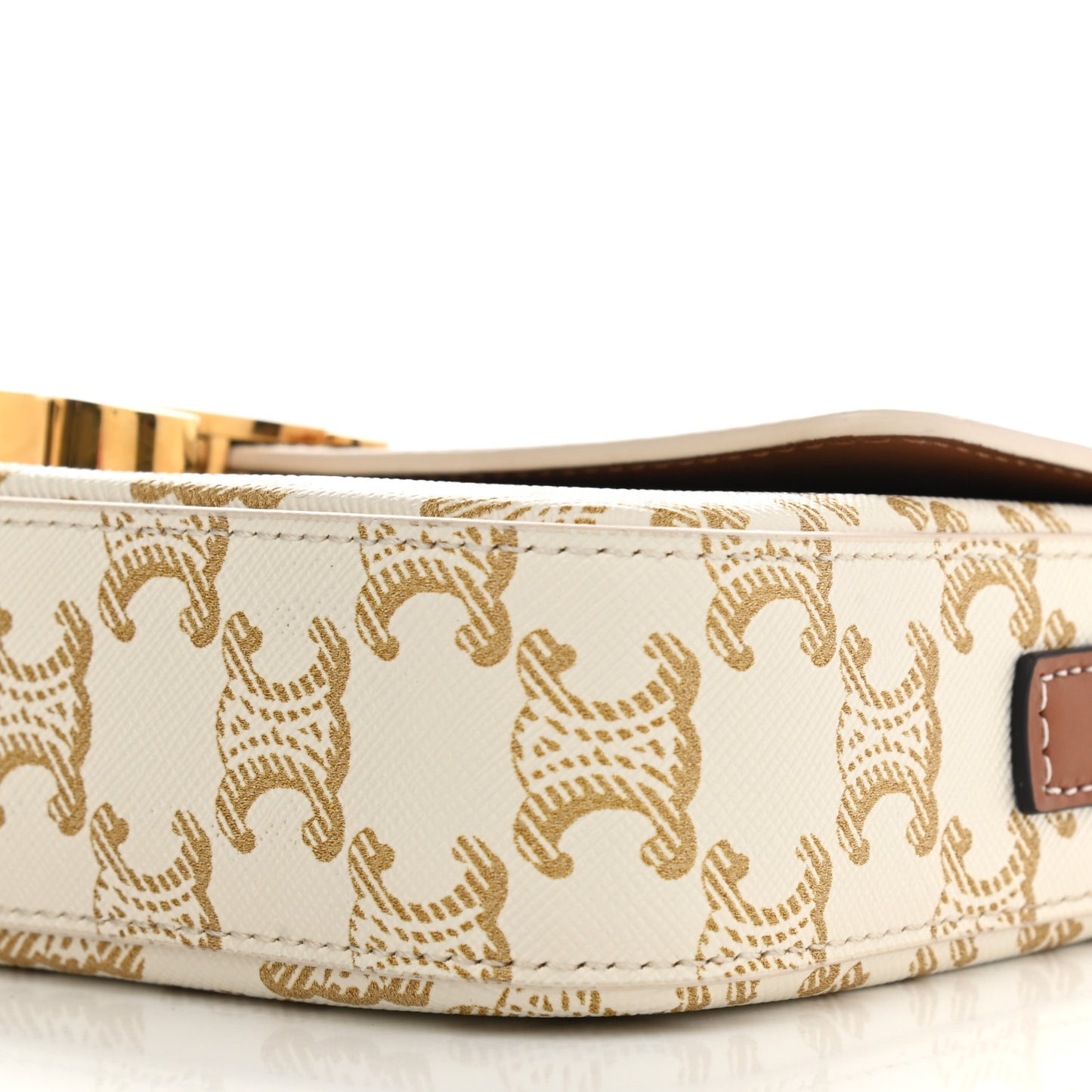 Canvas Calfskin Triomphe Shoulder Bag White