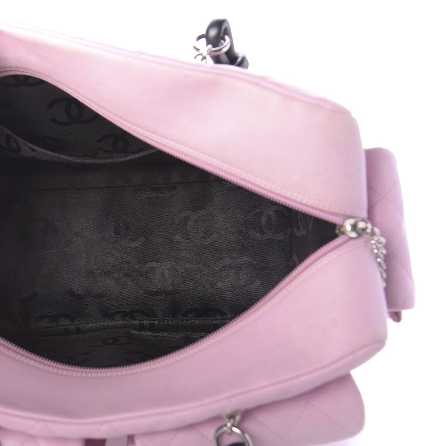 Calfskin Quilted Large Cambon Multipocket Reporter Pink Black