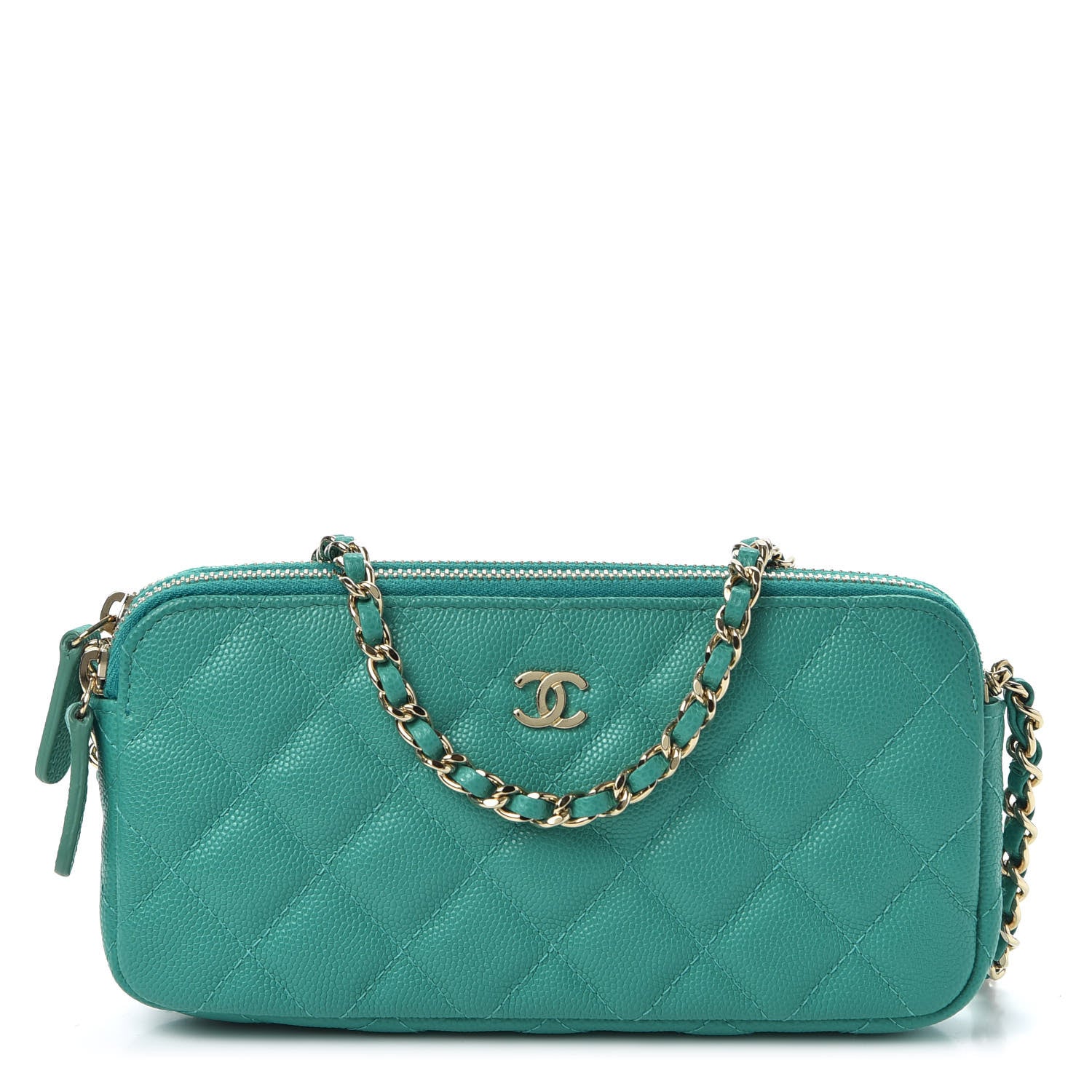 Chanel Caviar Quilted Small Clutch With Chain Turquoise 1 of 10
