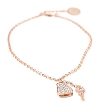 Hermes 18K Rose Gold Diamond PM Kelly Clochette Bracelet LG 1 of 5