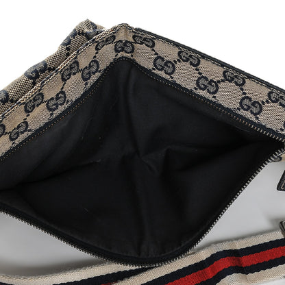 Gucci GG Monogram Web Double Pocket Belt Bag Navy 5 of 6
