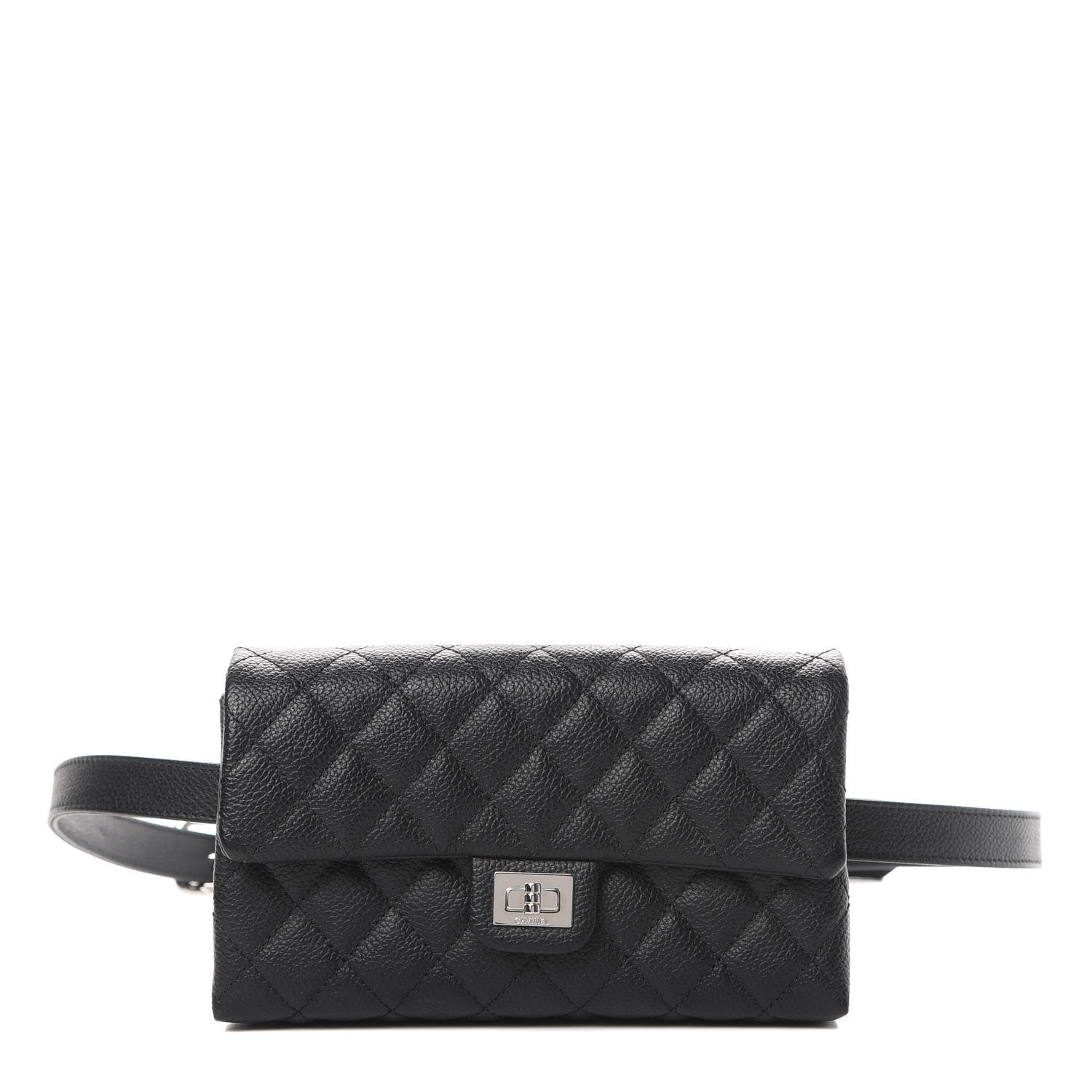 Chanel Grained Calfskin Quilted 2.55 Reissue Flap Belt Bag Clutch Black 1 of 10
