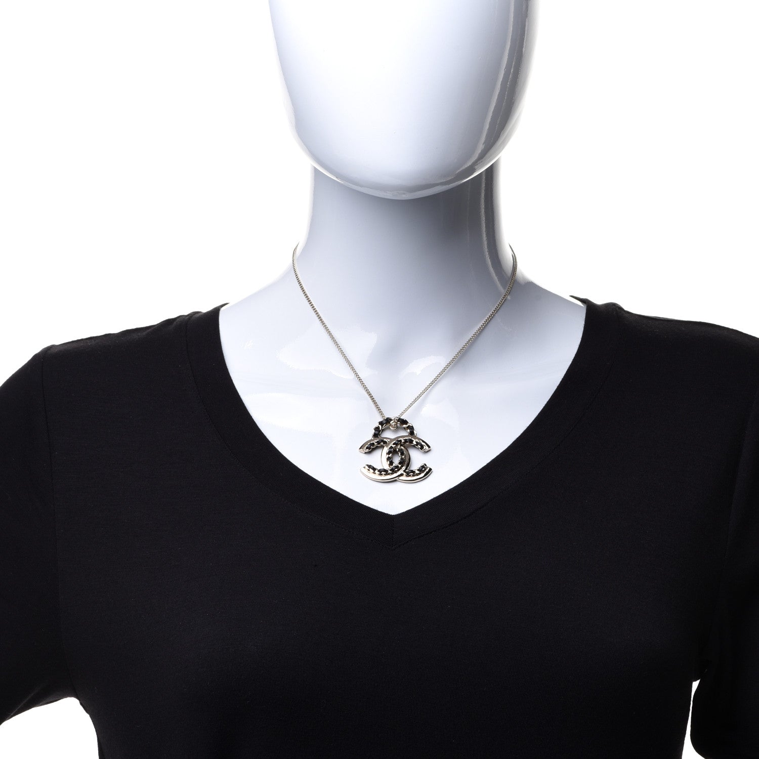 Chanel Lambskin CC Chain Necklace Gold Black 2 of 6