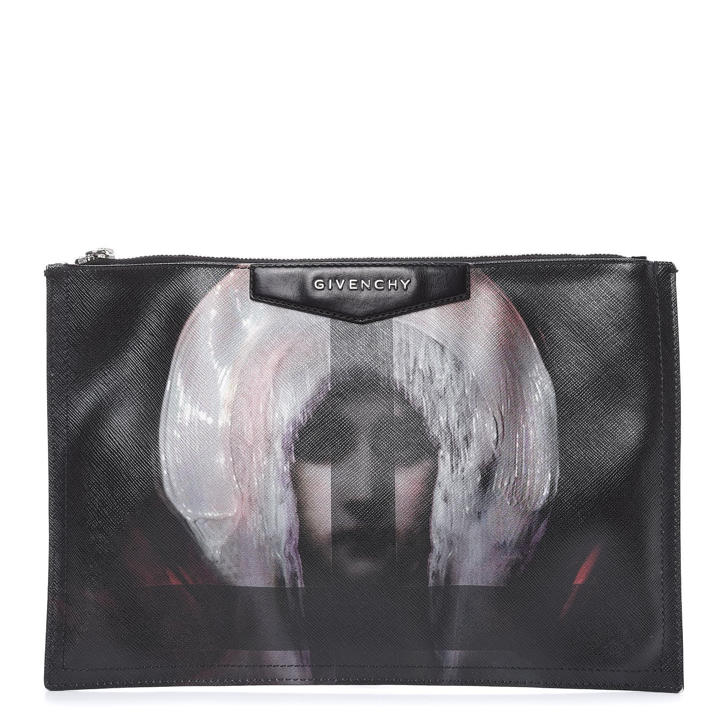 Givenchy Textured Coated Canvas Madonna Print Large Cosmetic Pouch Black 1 of 12