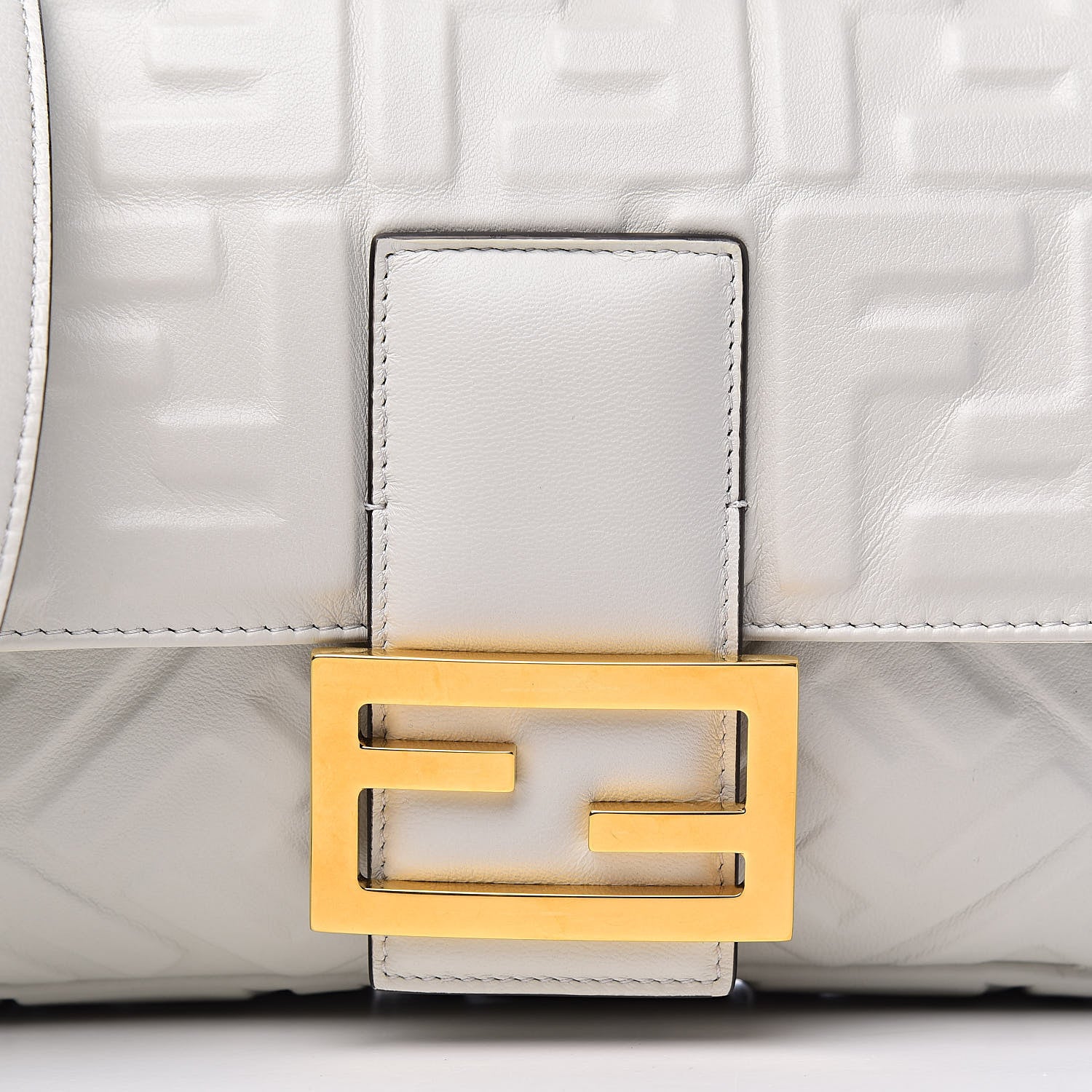 Fendi Nappa FF 1974 Embossed Large Baguette White 10 of 10