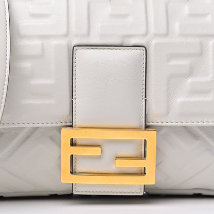 Fendi Nappa FF 1974 Embossed Large Baguette White 10 of 10