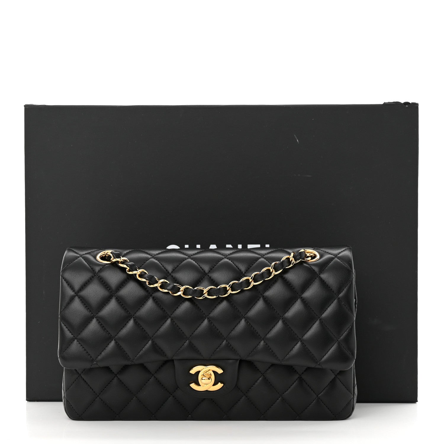 Chanel Lambskin Quilted Medium Double Flap Black 11 of 11