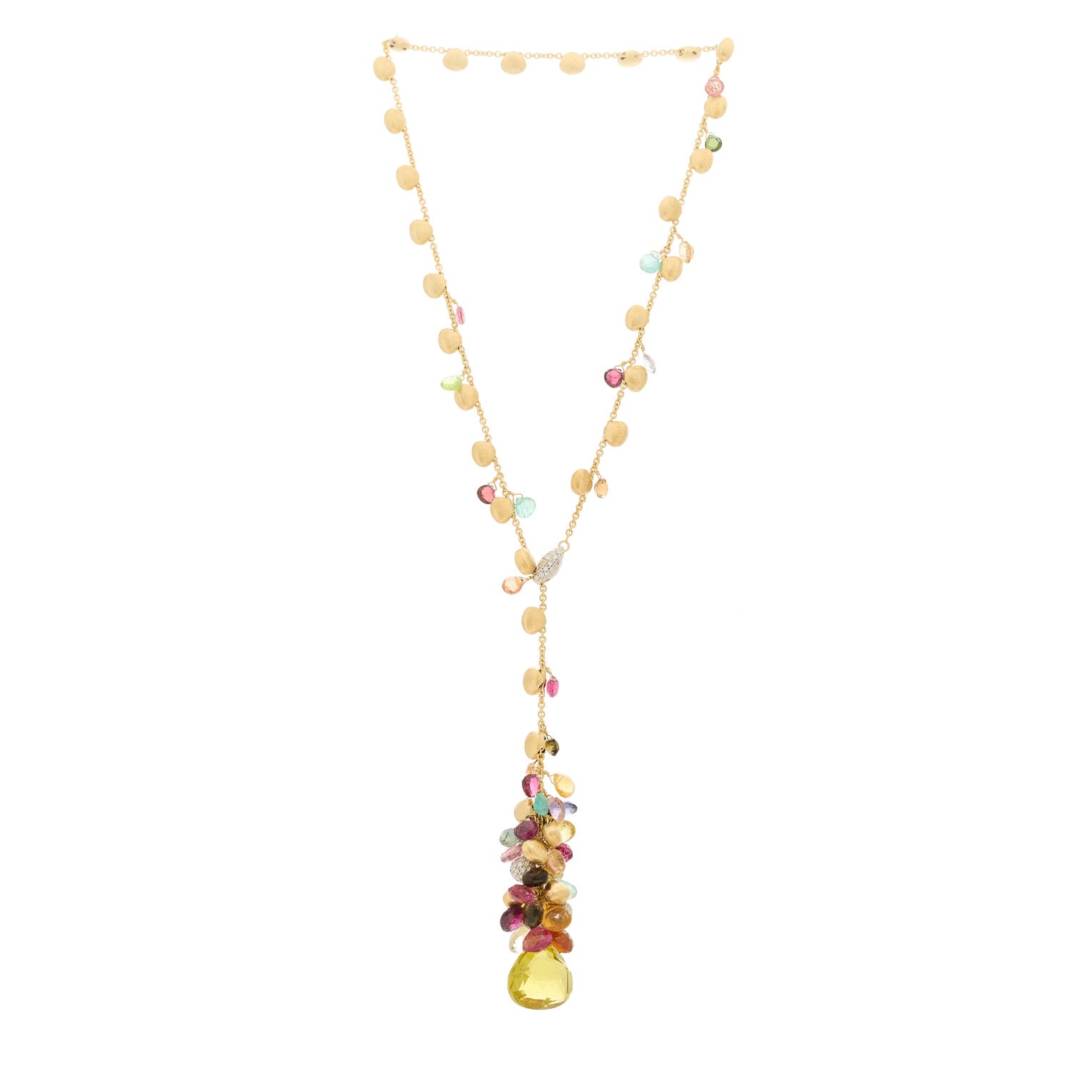 Marco Bicego 18K Yellow Gold Diamond Multi Gemstone Paradise Lavalier Necklace 3 of 4