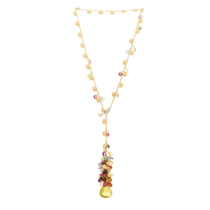Marco Bicego 18K Yellow Gold Diamond Multi Gemstone Paradise Lavalier Necklace 3 of 4