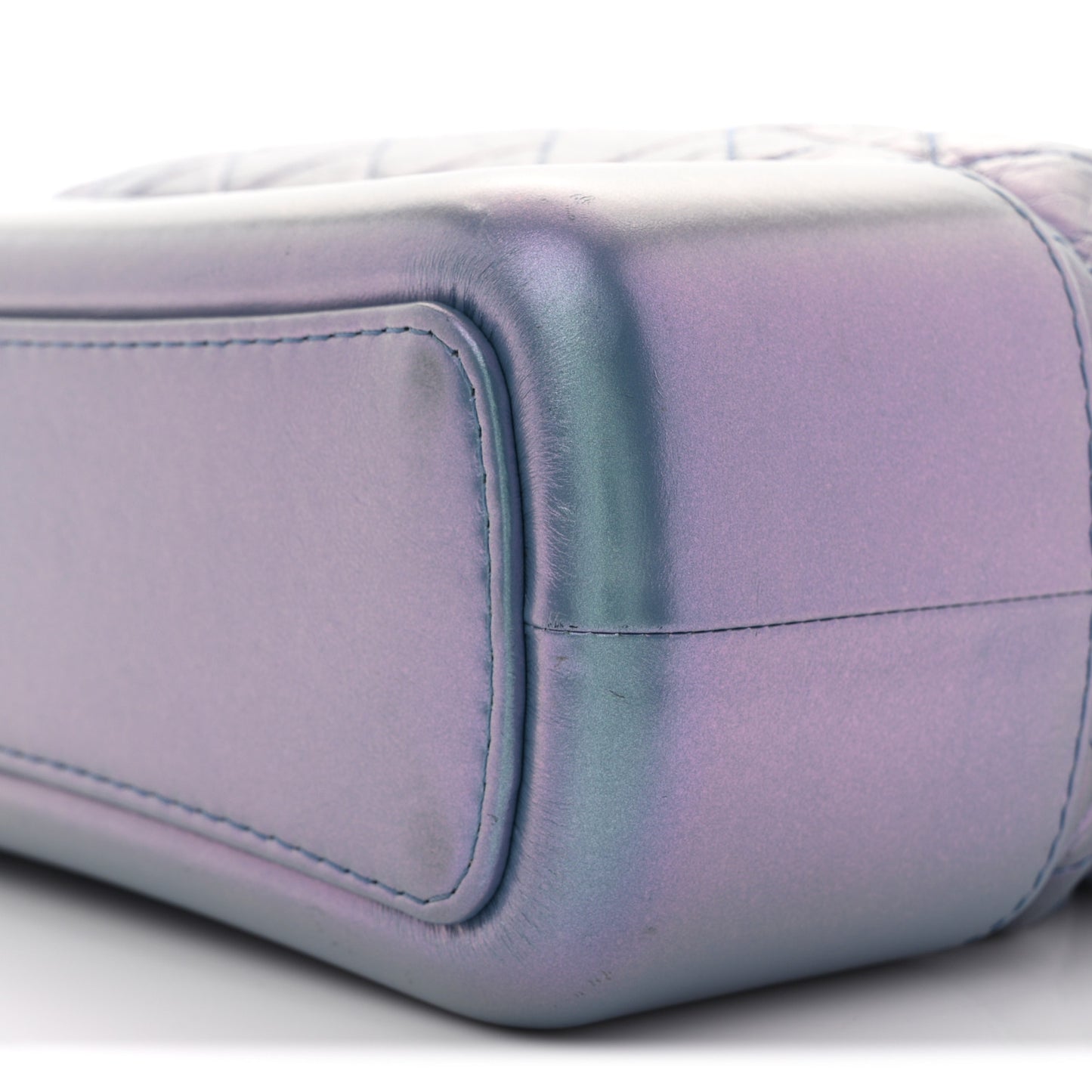 Iridescent Aged Calfskin Quilted Medium Gabrielle Hobo Blue