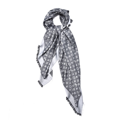 Louis Vuitton Wool Silk Monogram Denim Shawl Black 1 of 7