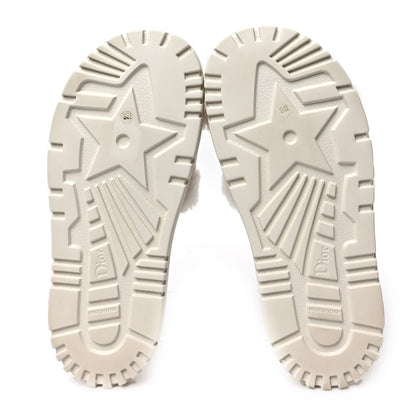 Christian Dior Shearling Canvas Lurex Embroidered Dway 10mm Slide Sandals 38.5 Natural Platinum 5 of 7