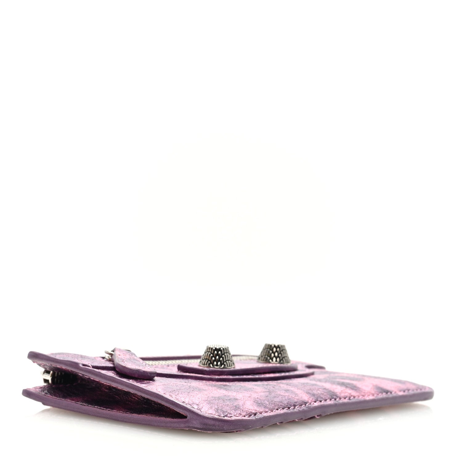 Balenciaga Metallic Agneau Leopard Print Le Cagole Coin Card Holder Pink 4 of 6
