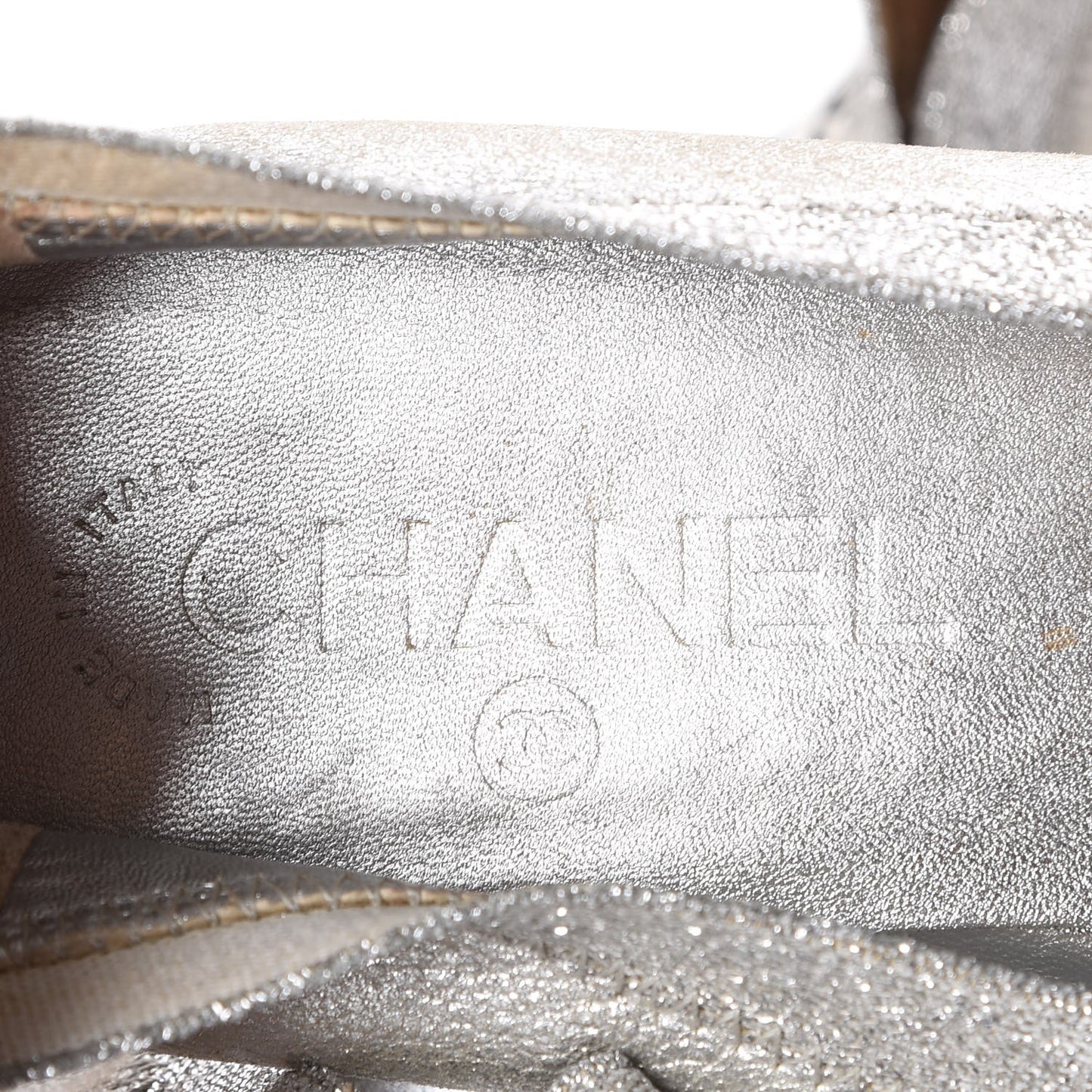 Metallic Lambskin Patent CC Cap Toe Ballerina Flats 40 Silver Black
