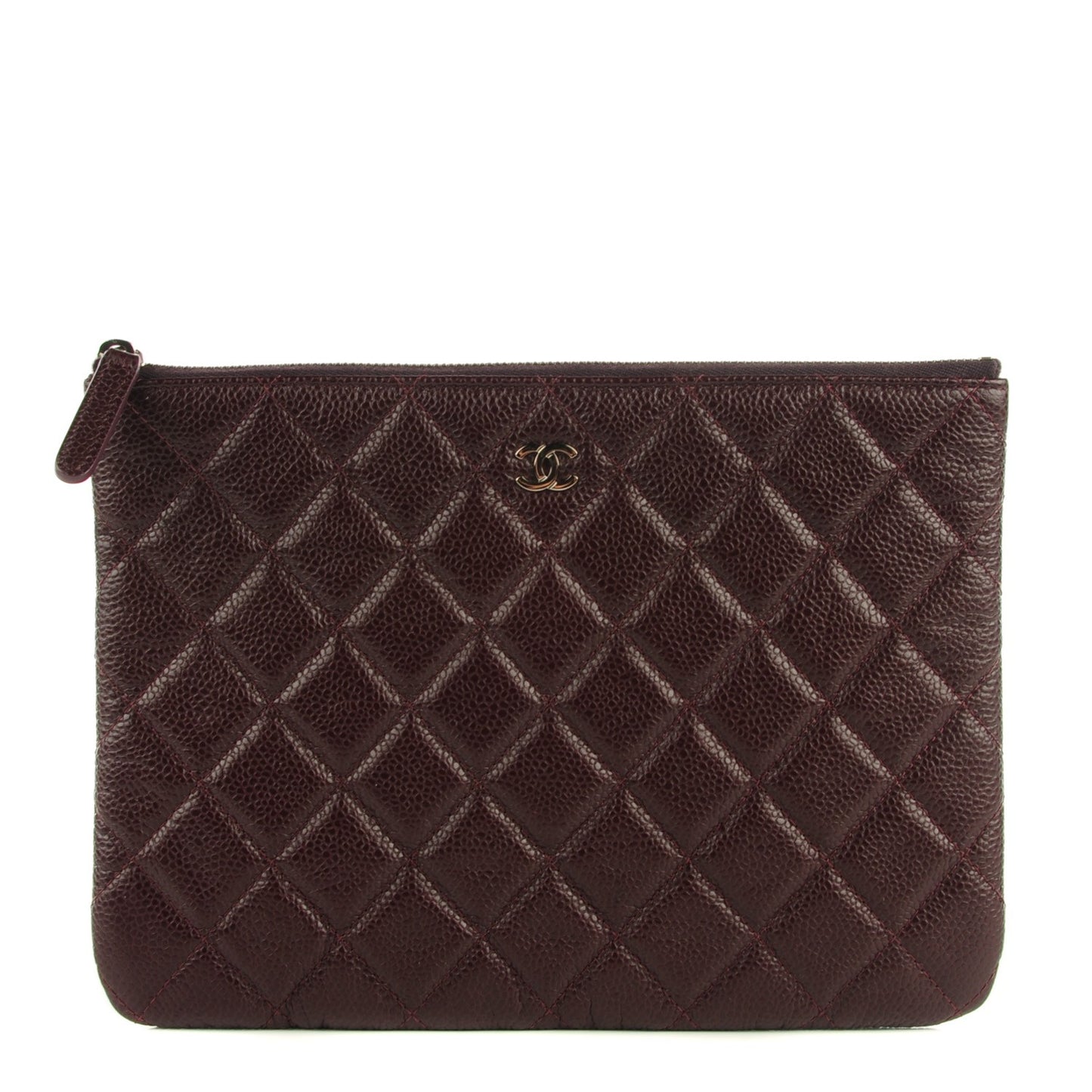 Caviar Quilted Medium Cosmetic Case Burgundy