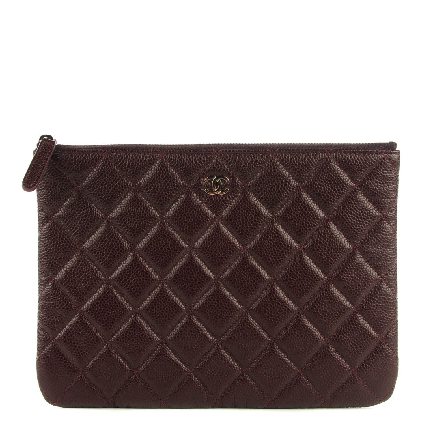 Chanel Caviar Quilted Medium Cosmetic Case Burgundy 1 of 7