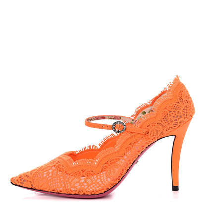 Gucci Lace Pizzo Venice Pumps 36.5 Orange Fluo 1 of 9
