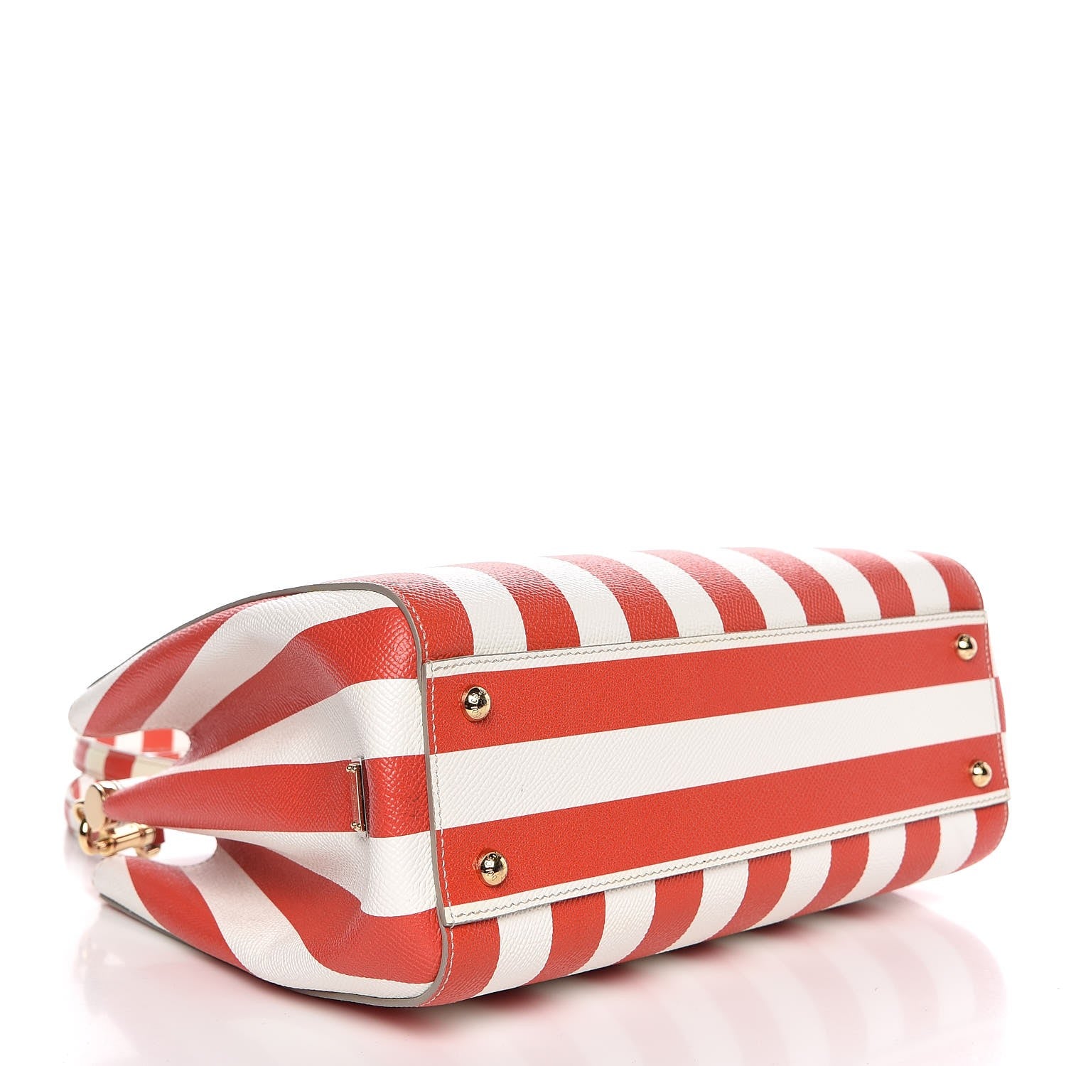 Dolce & Gabbana Dauphine Striped Top Handle Satchel Red White 5 of 9