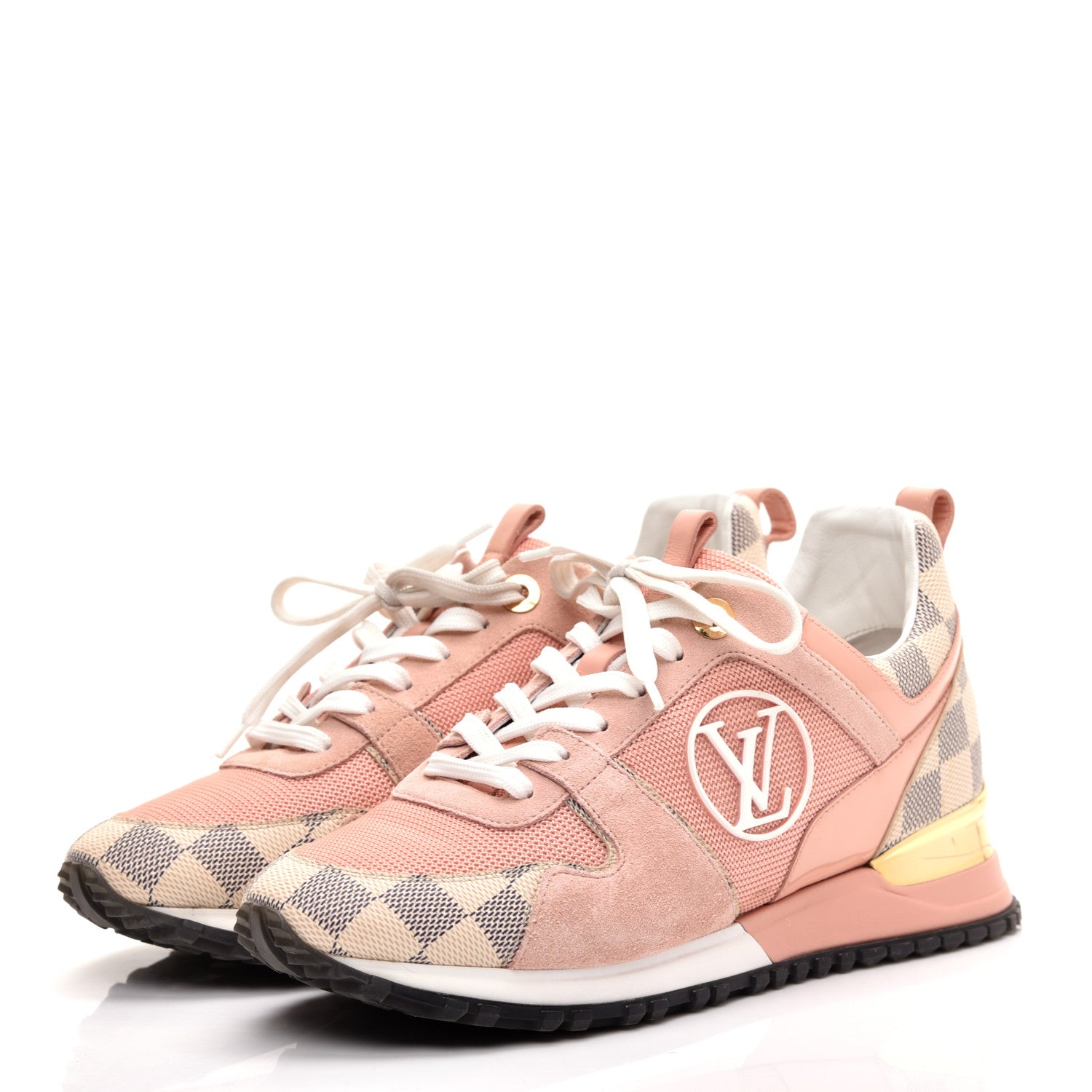 Louis Vuitton Suede Damier Azur Run Away Sneakers 38 Pink 3 of 8
