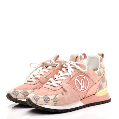 Louis Vuitton Suede Damier Azur Run Away Sneakers 38 Pink 3 of 8