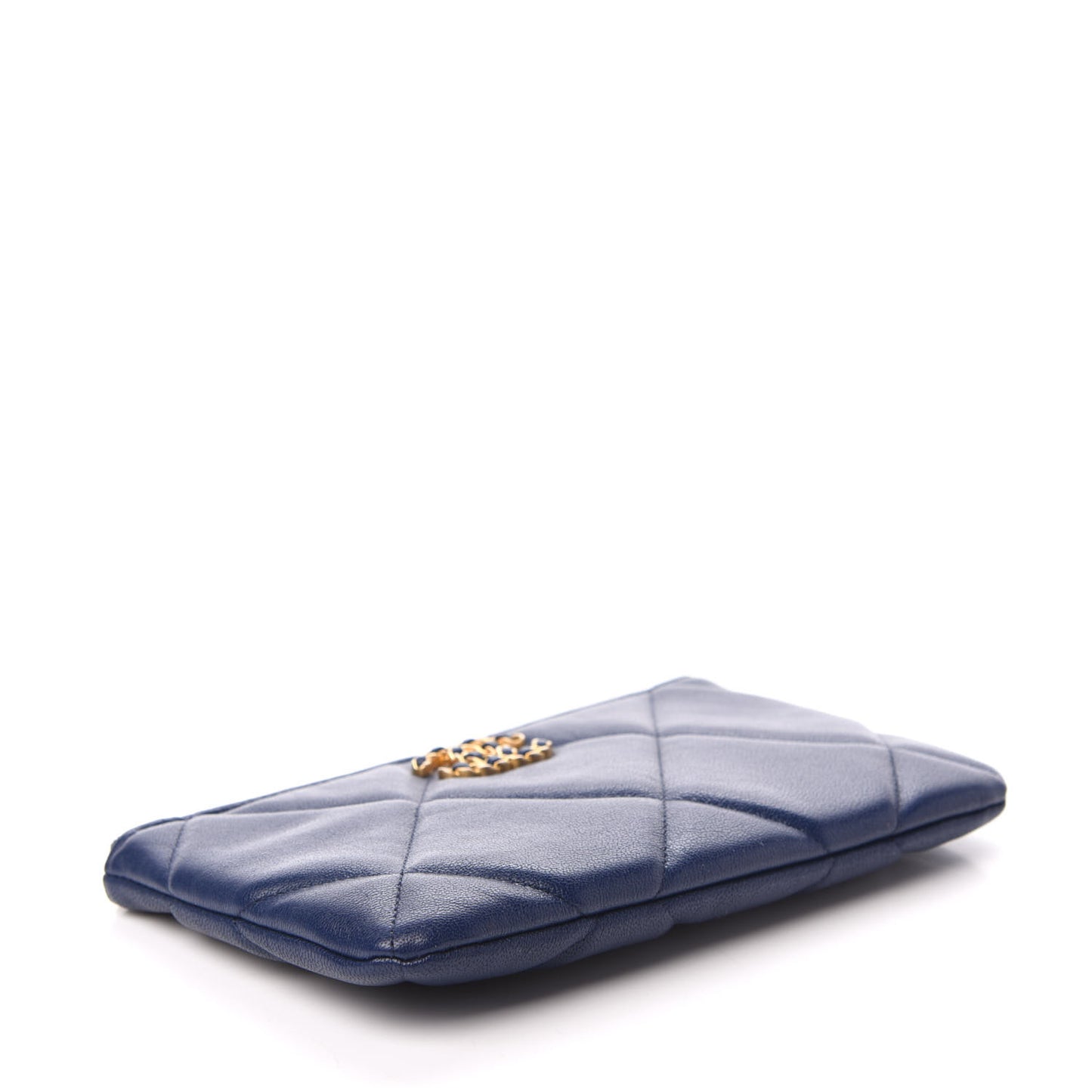 Lambskin Quilted Small Chanel 19 Pouch Navy