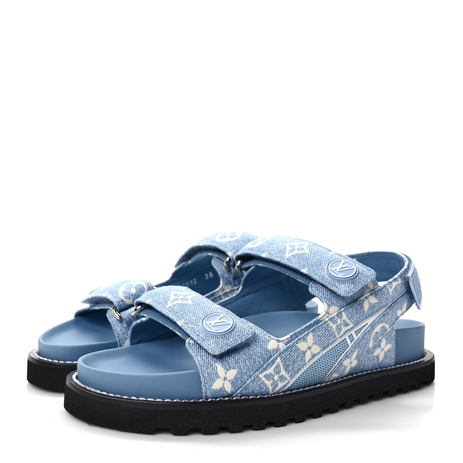 Louis Vuitton Monogram Denim Paseo Flat Comfort Sandals 39 Light Blue 3 of 8