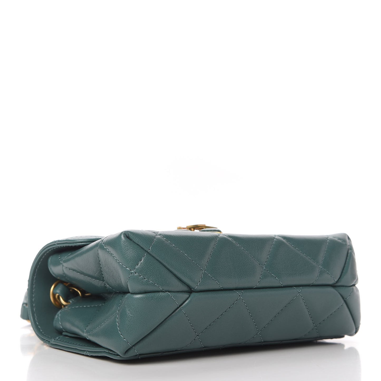Lambskin Quilted Diamond Lock Flap Green