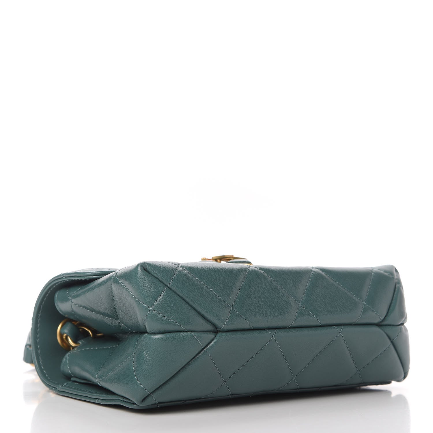 Chanel Lambskin Quilted Diamond Lock Flap Green 4 of 11