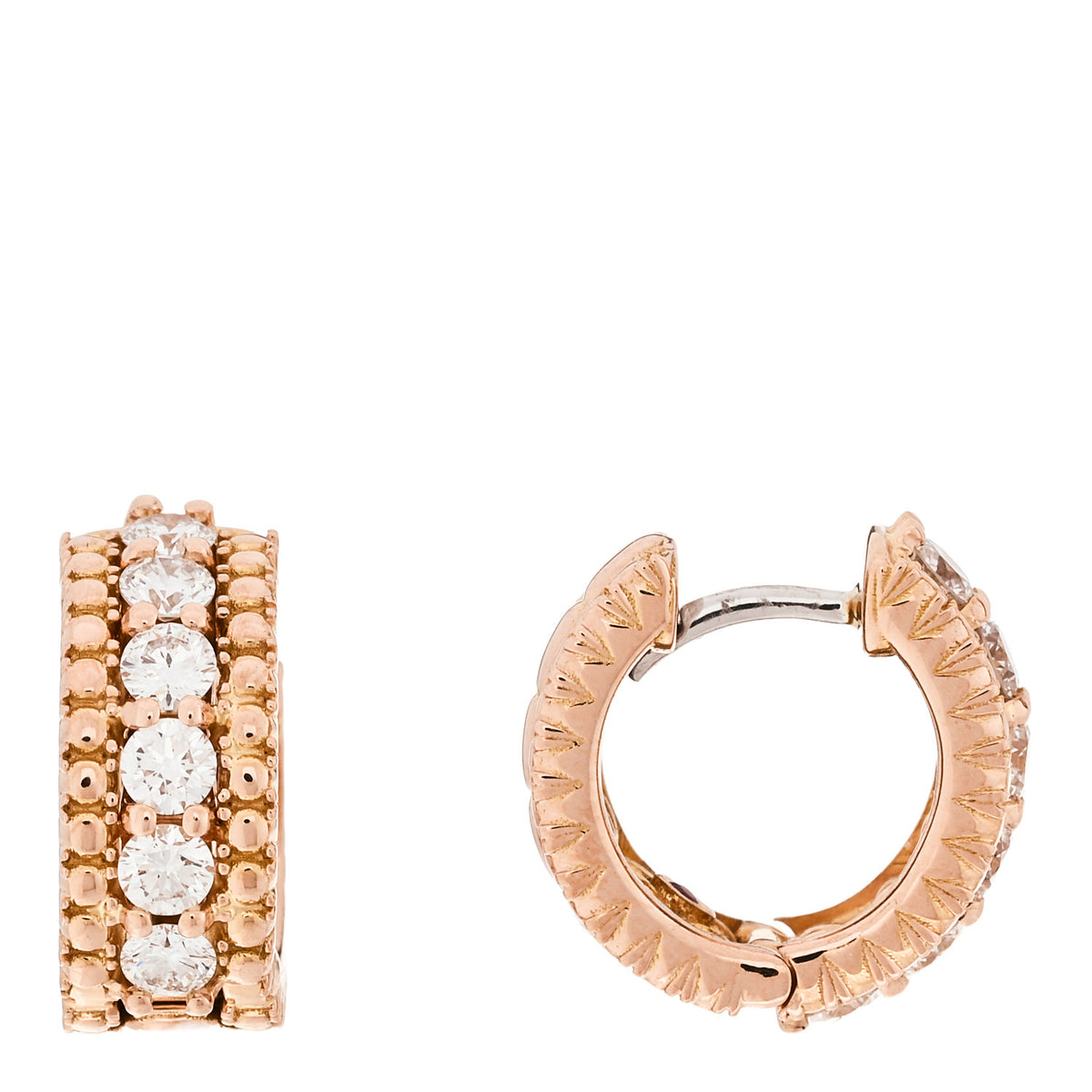 Roberto Coin 18K Rose Gold Diamond Sienna Hoop Earrings 1 of 4