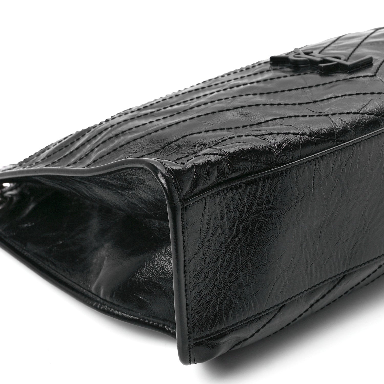Saint Laurent Crinkled Calfskin Matelasse Monogram Niki Shoulder Bag Black 10 of 11