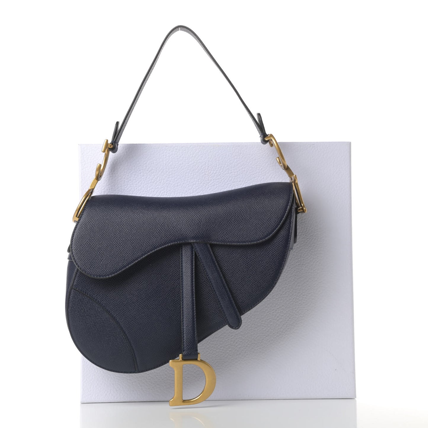 Grained Calfskin Saddle Bag Navy