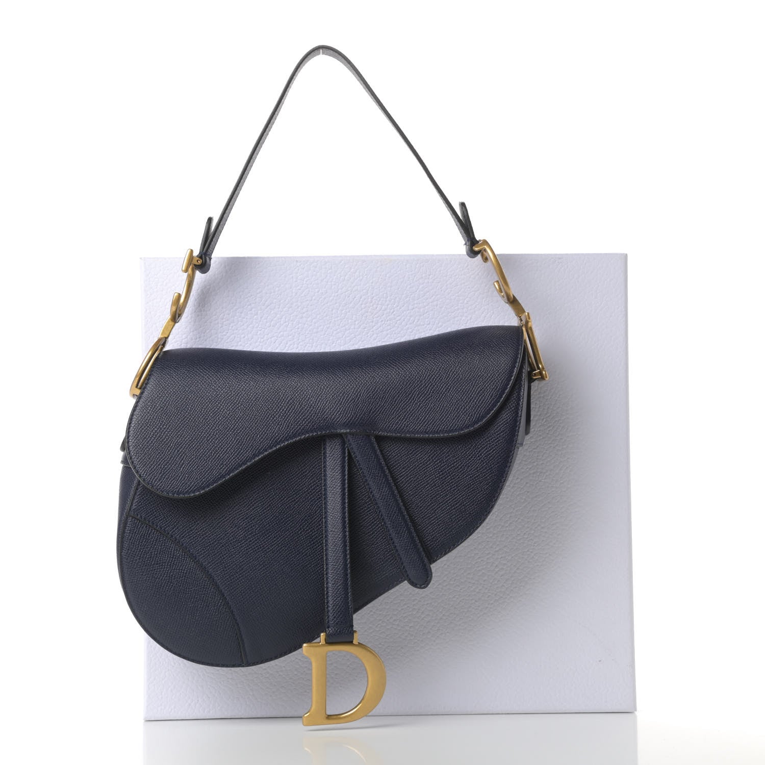 Christian Dior Grained Calfskin Saddle Bag Navy 13 of 13