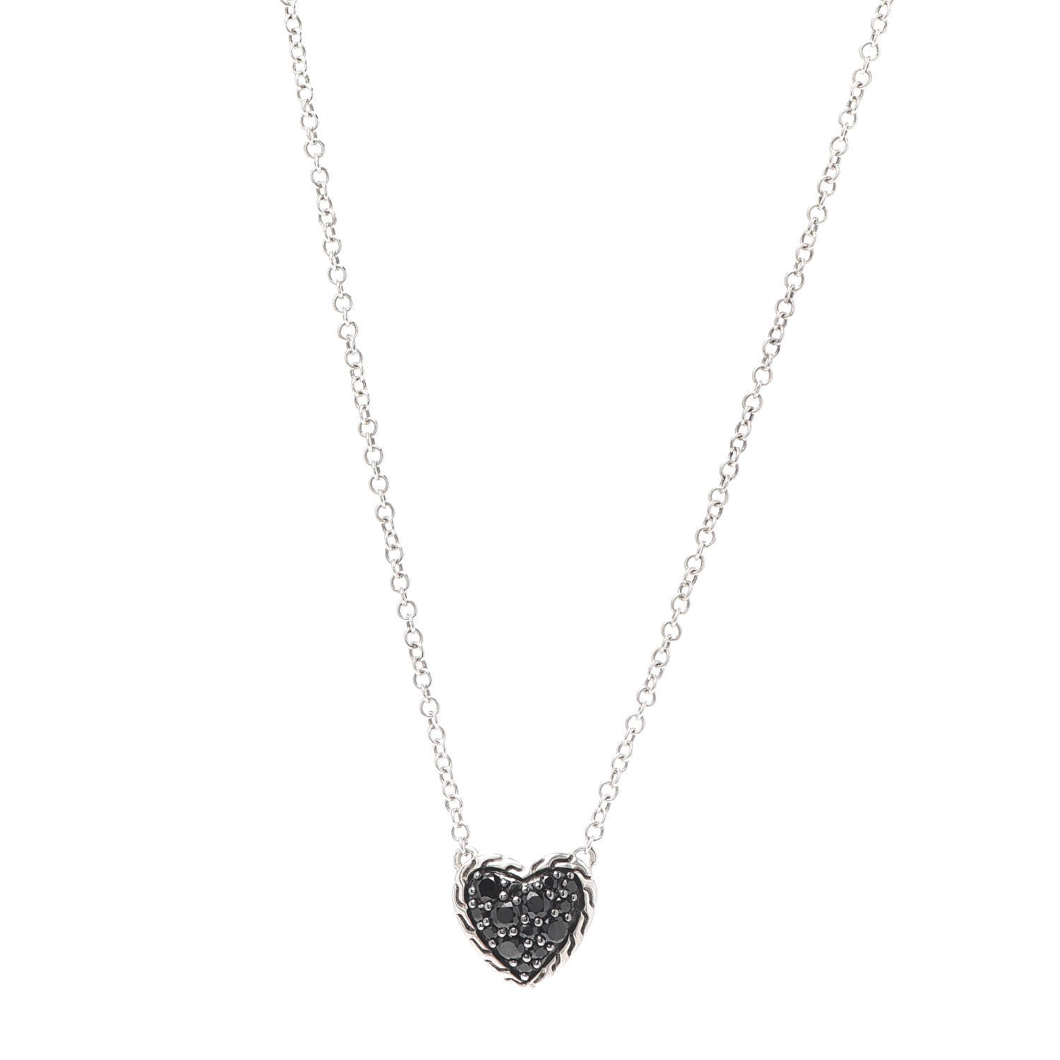 John Hardy Sterling Silver Black Spinel Heart Pendant Necklace 1 of 4