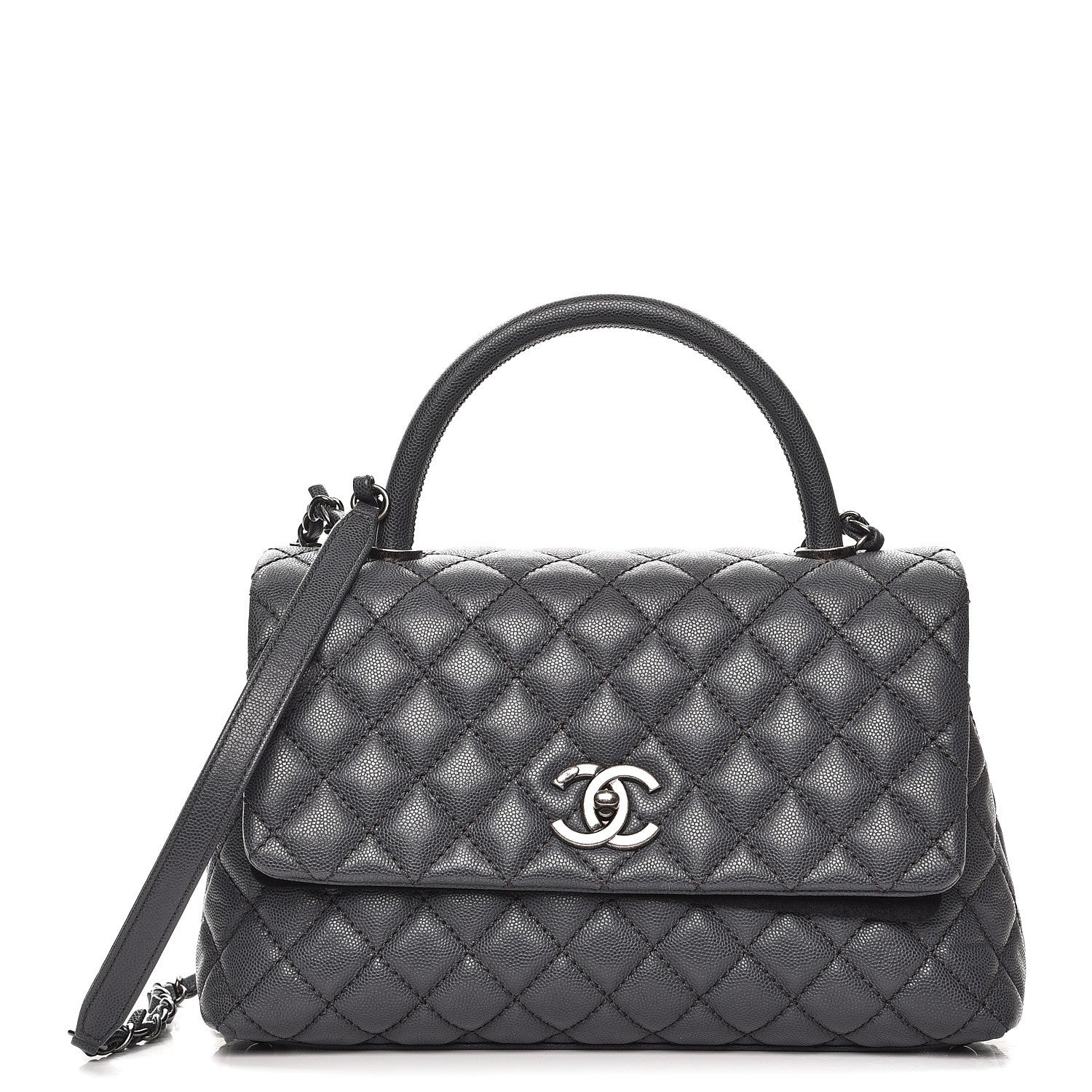 Chanel Caviar Quilted Small Coco Handle Flap Grey 1 of 9