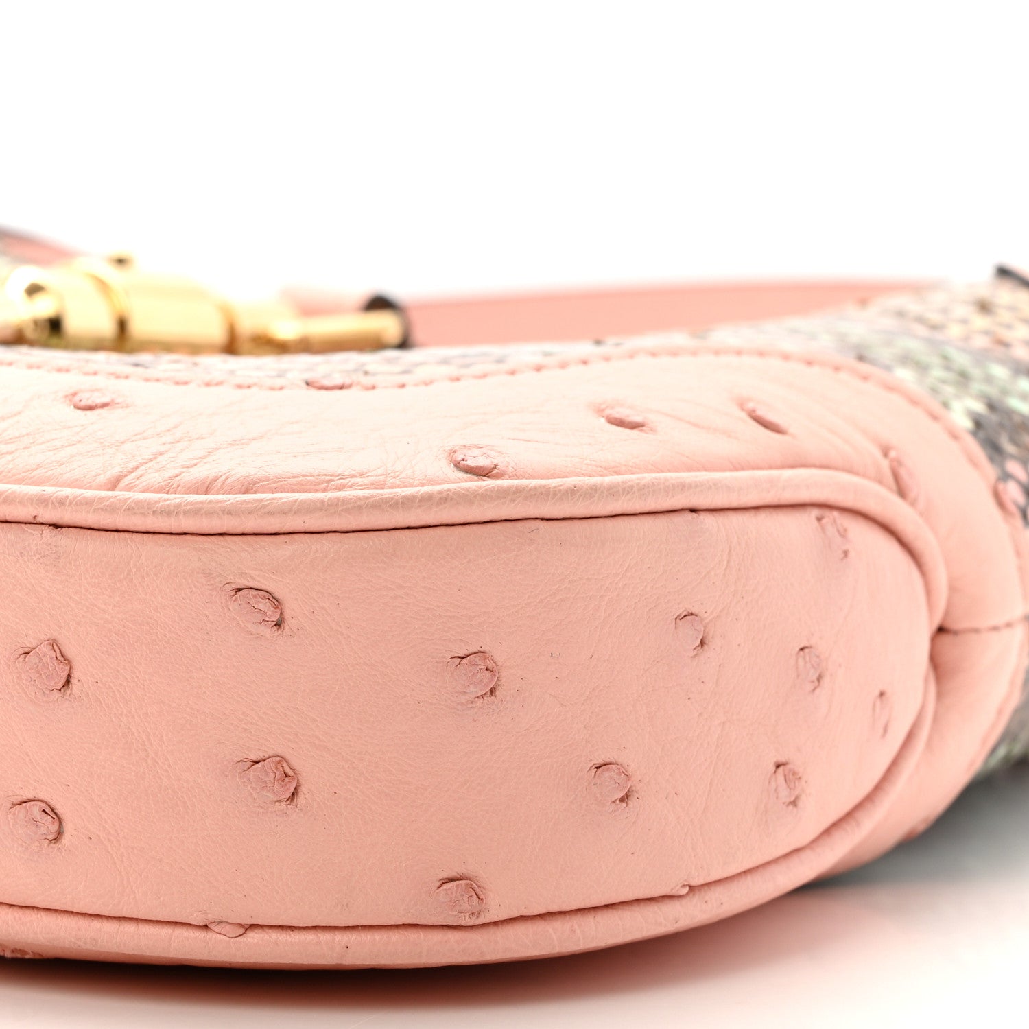 Gucci Snakeskin Ostrich Calfskin Small Jackie 1961 Hobo Pink