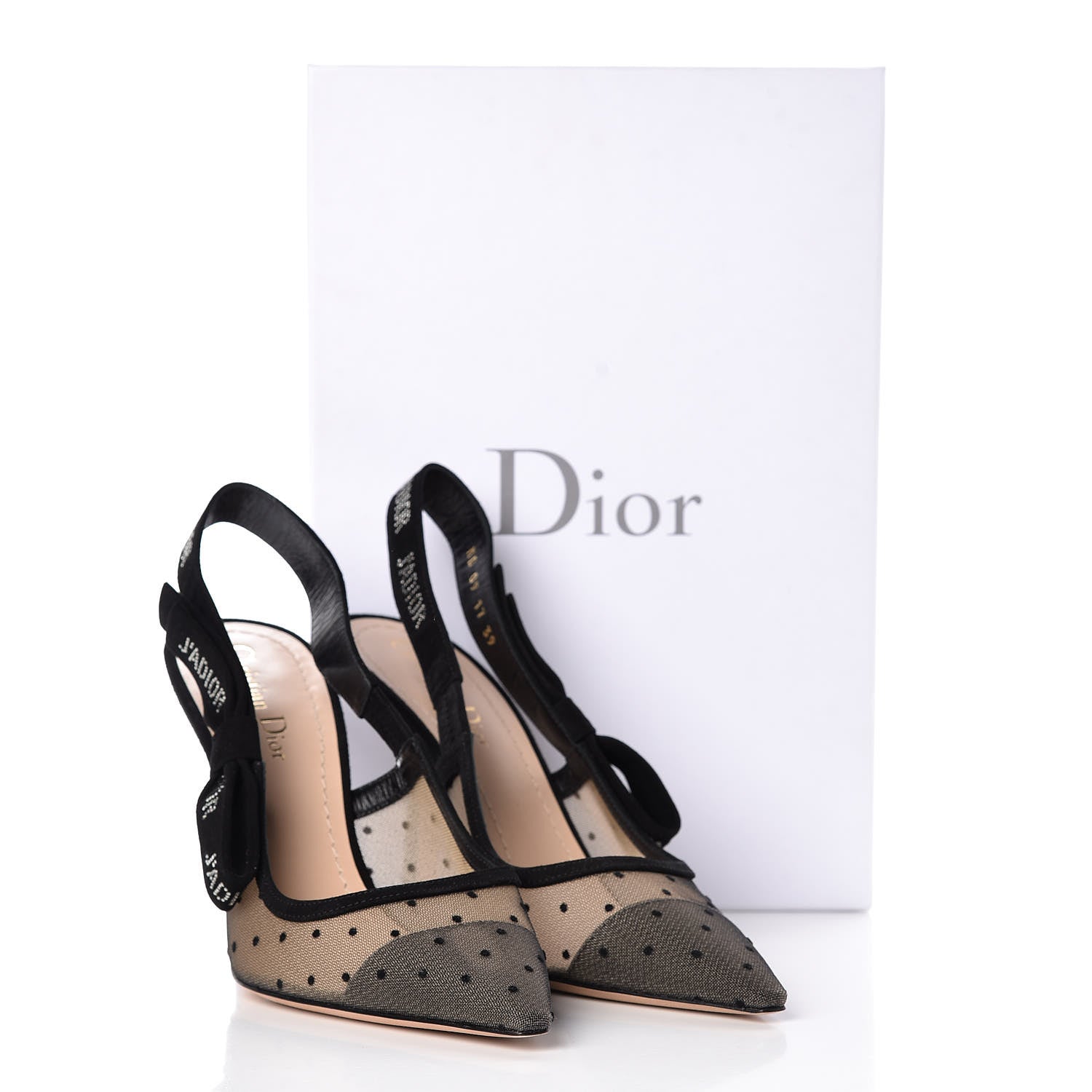 Christian Dior Mesh Plumetis Crystal Suede J'Adior Slingback 100mm Pumps 39 Nude Black 9 of 9