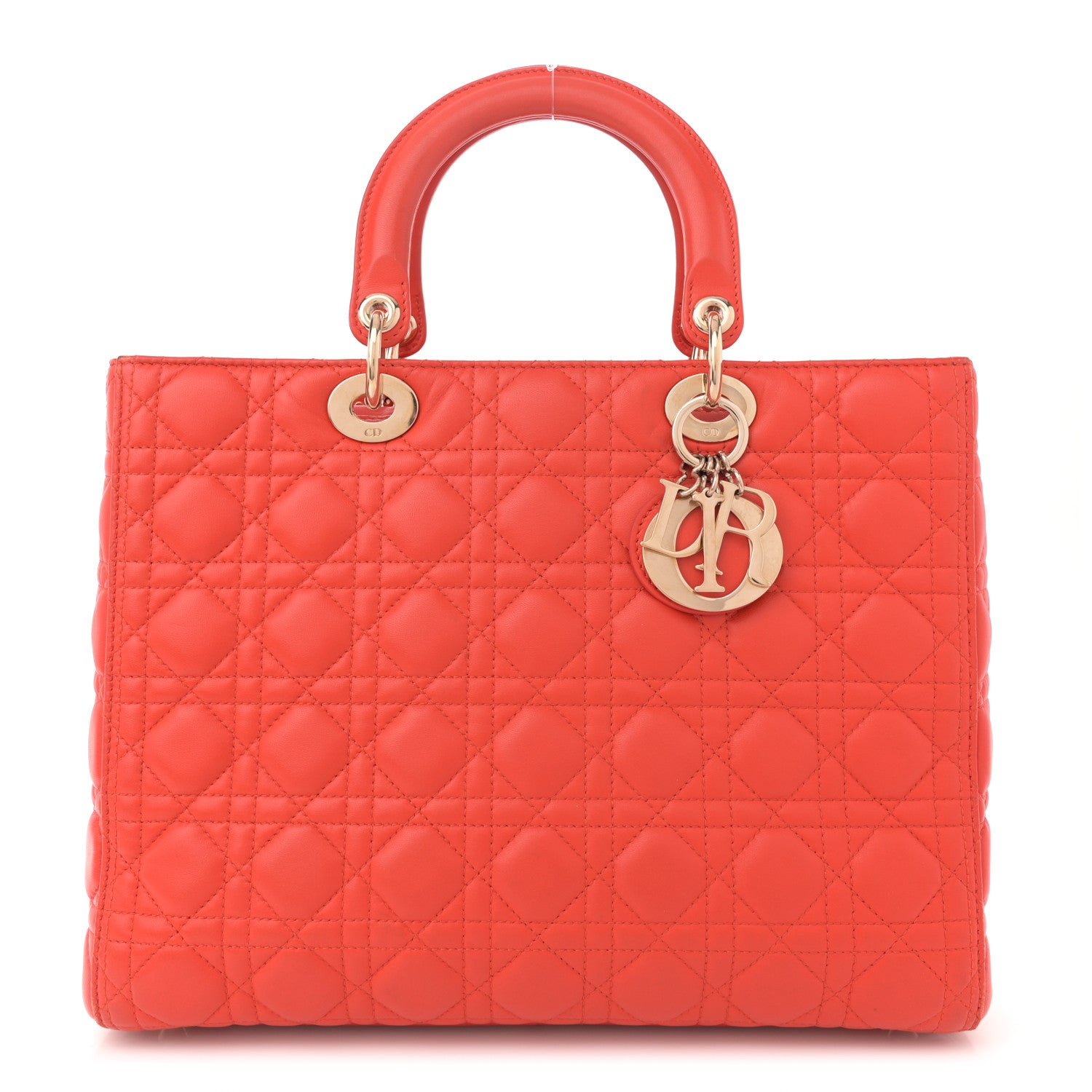 Christian Dior Lambskin Cannage Large Lady Dior Orange 1 of 13