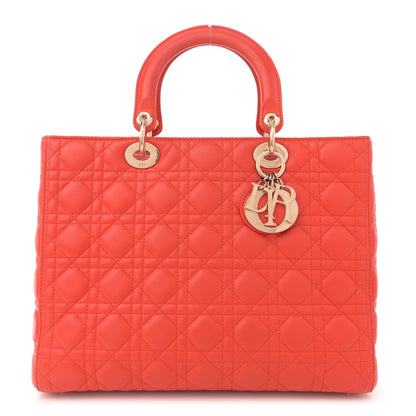 Christian Dior Lambskin Cannage Large Lady Dior Orange 1 of 13