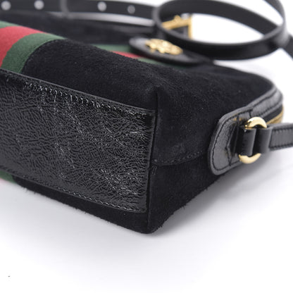 Gucci Suede Patent Web GG Small Ophidia Dome Shoulder Bag Black 7 of 11
