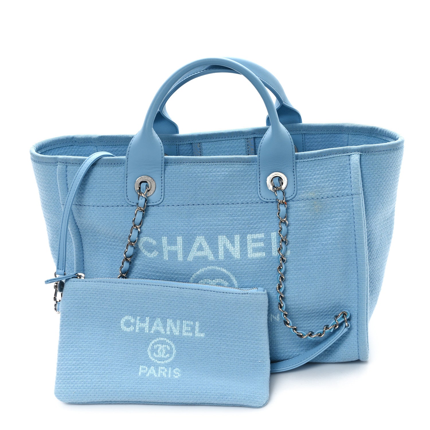 Chanel Mixed Fibers Small Deauville Tote Light Blue 2 of 12