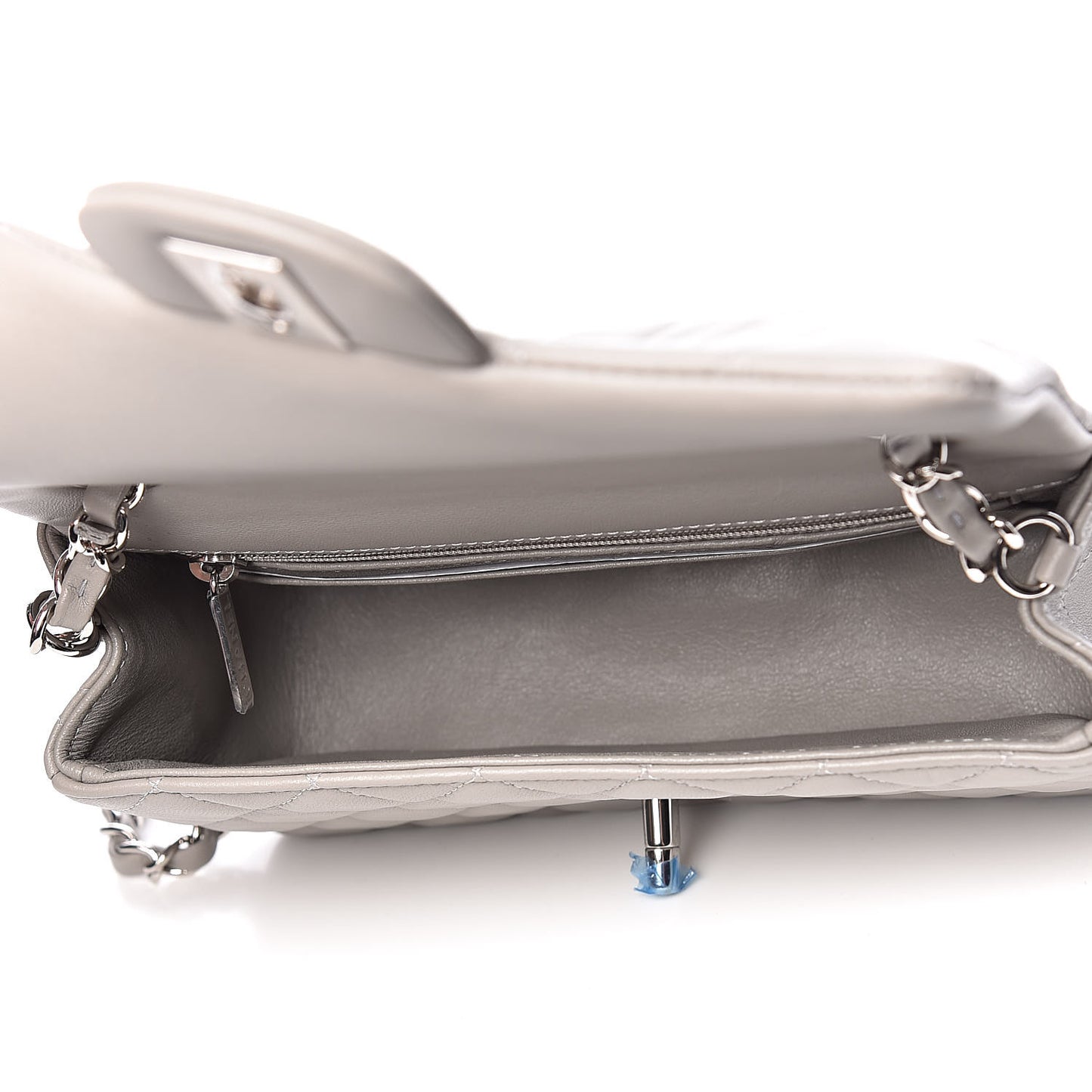 Lambskin Quilted Mini Rectangular Flap Grey