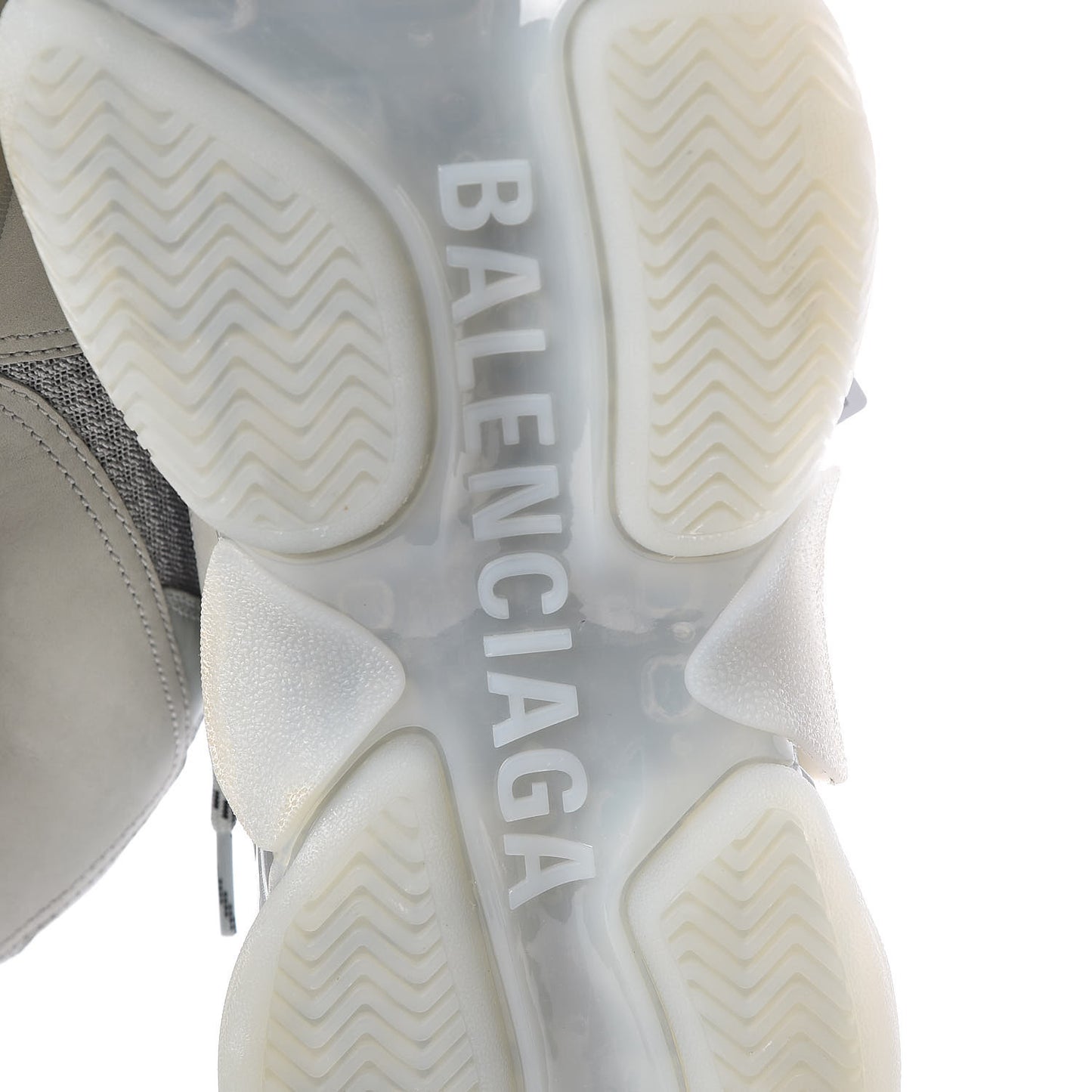 Fabric Mesh Clear Sole Mens Triple S Sneakers 45 Pearl Grey