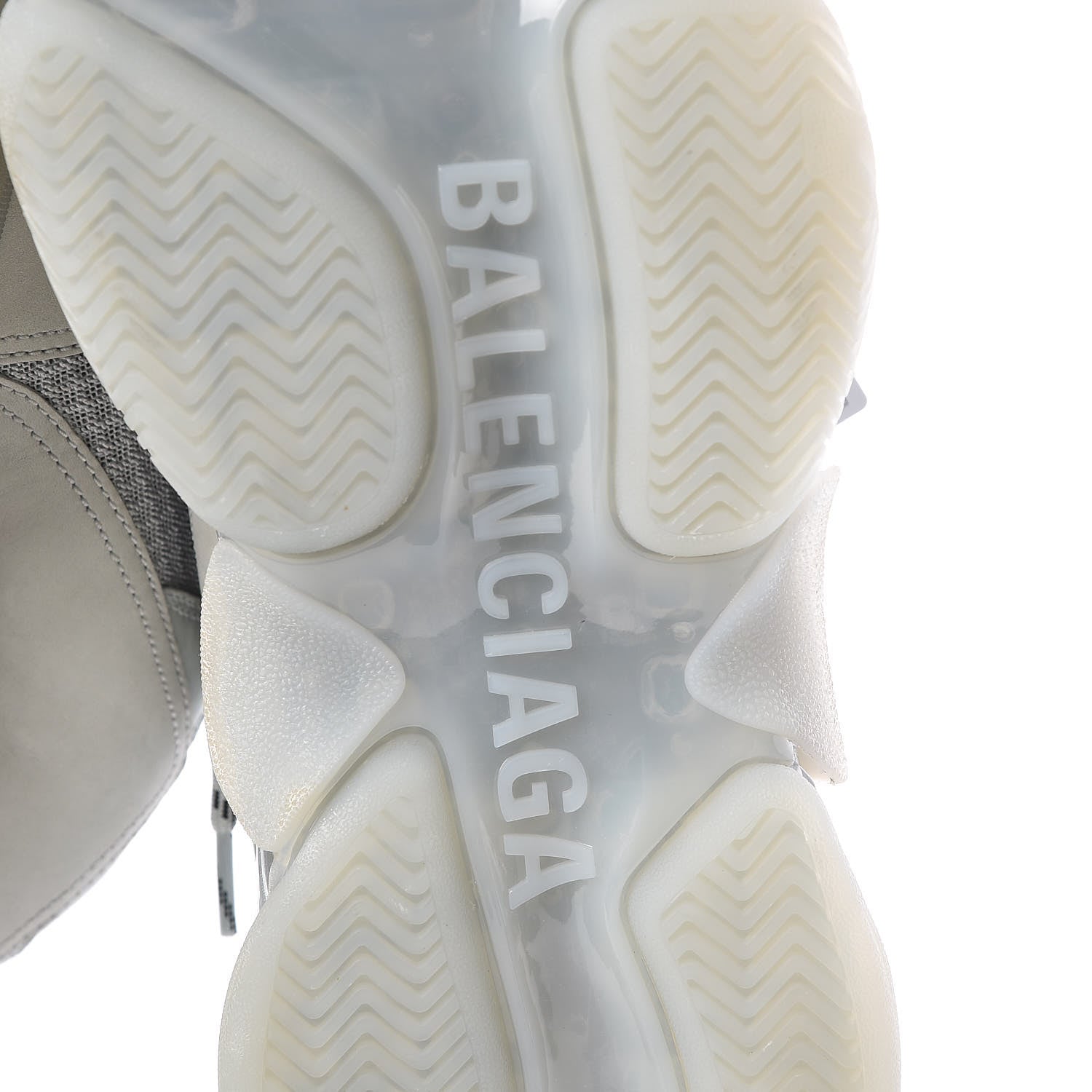 Balenciaga Fabric Mesh Clear Sole Mens Triple S Sneakers 45 Pearl Grey 6 of 7