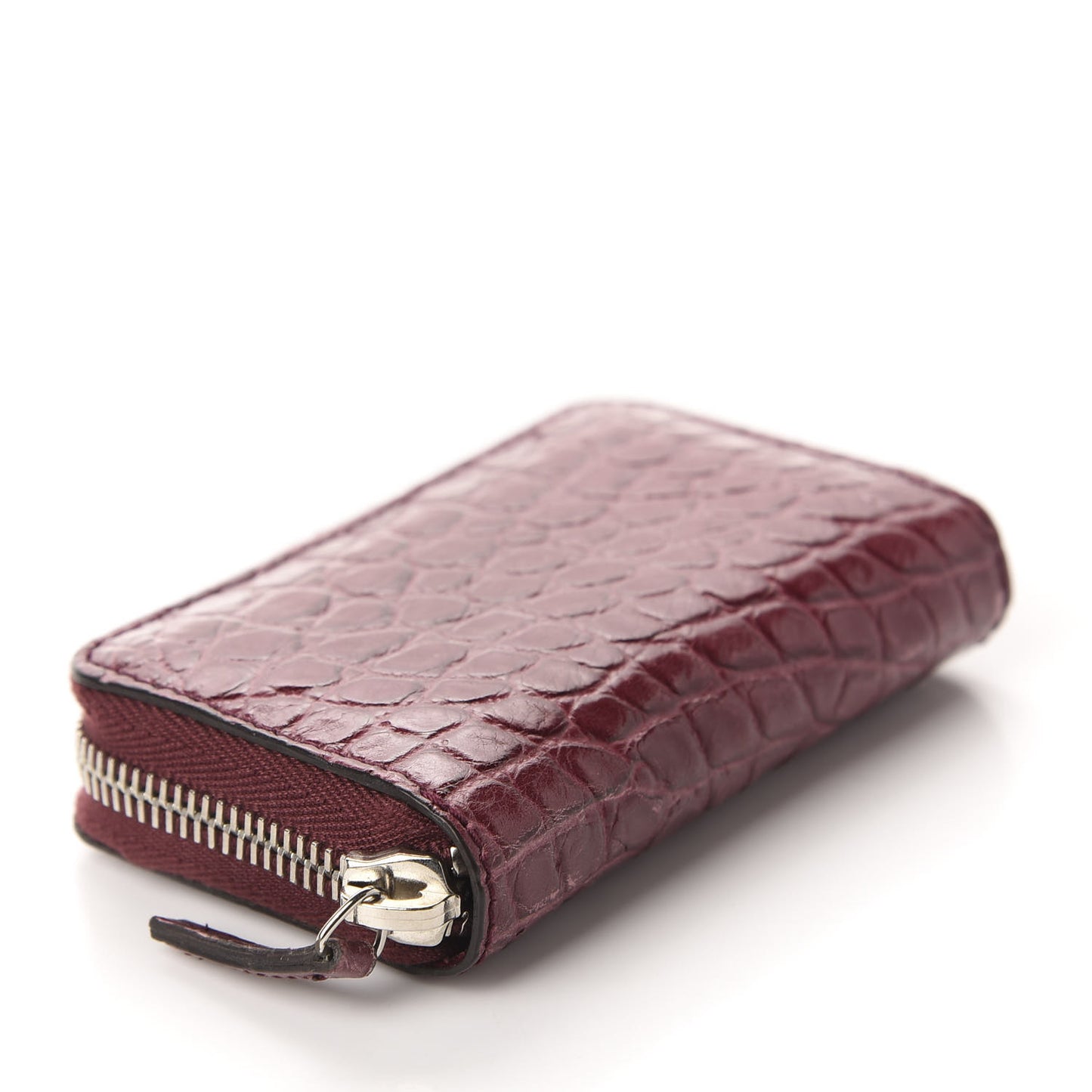 Crocodile Zip Around Card Case Cherry Gloss
