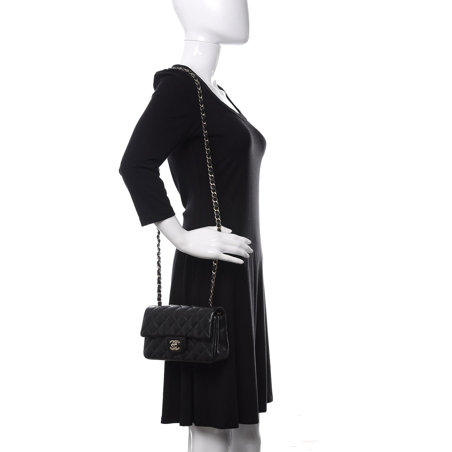 Caviar Quilted Mini Rectangular Flap Black