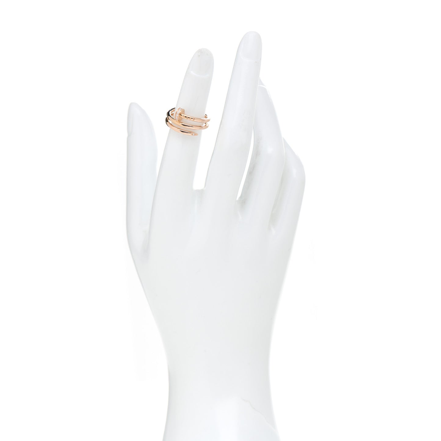 18K Pink Gold Diamond Double Juste Un Clou Ring 49 5