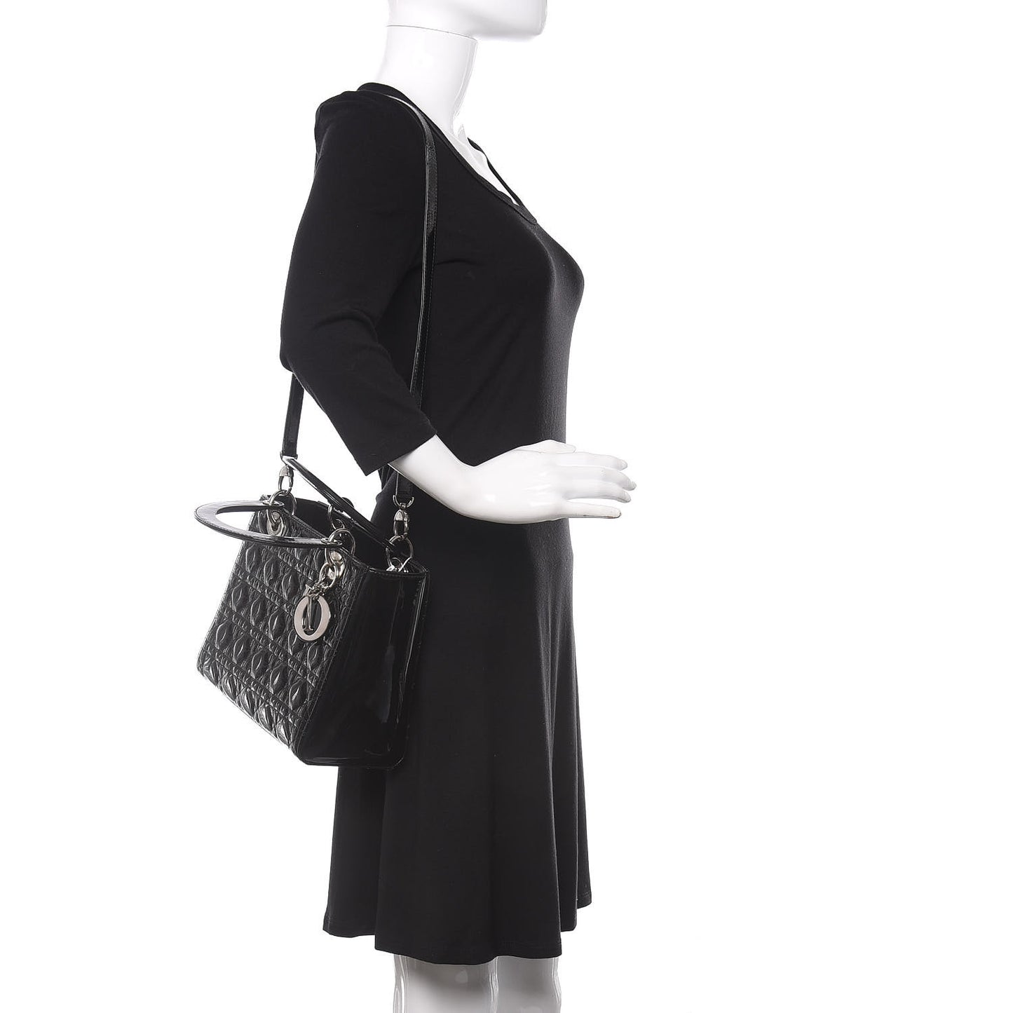 Patent Cannage Medium Lady Dior Black